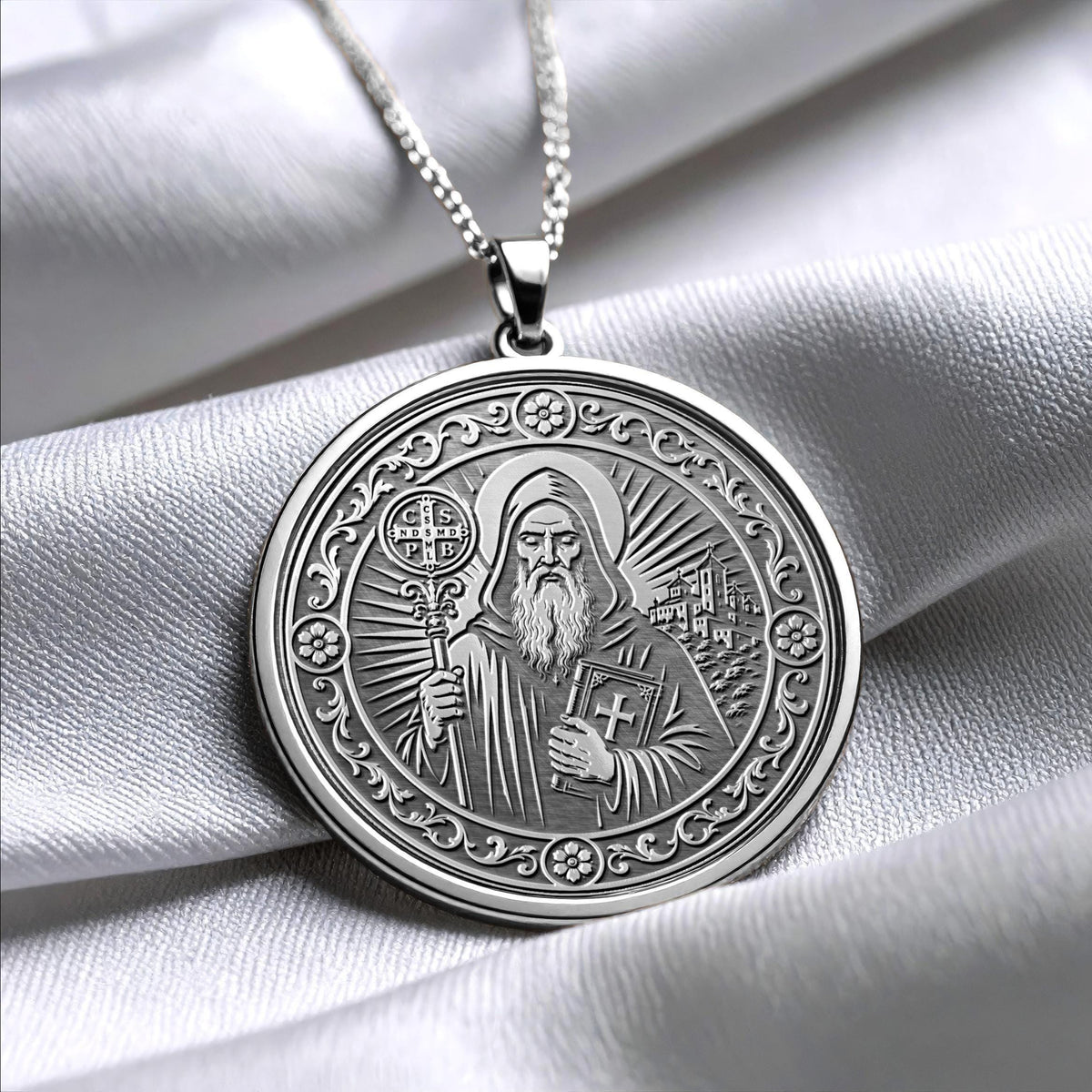 Saint Benedict Pendant Necklace – Protection, Faith & Spiritual Strength