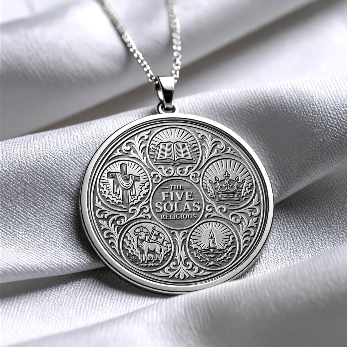 The Five Solas Pendant Necklace – Scripture, Faith and God’s Grace