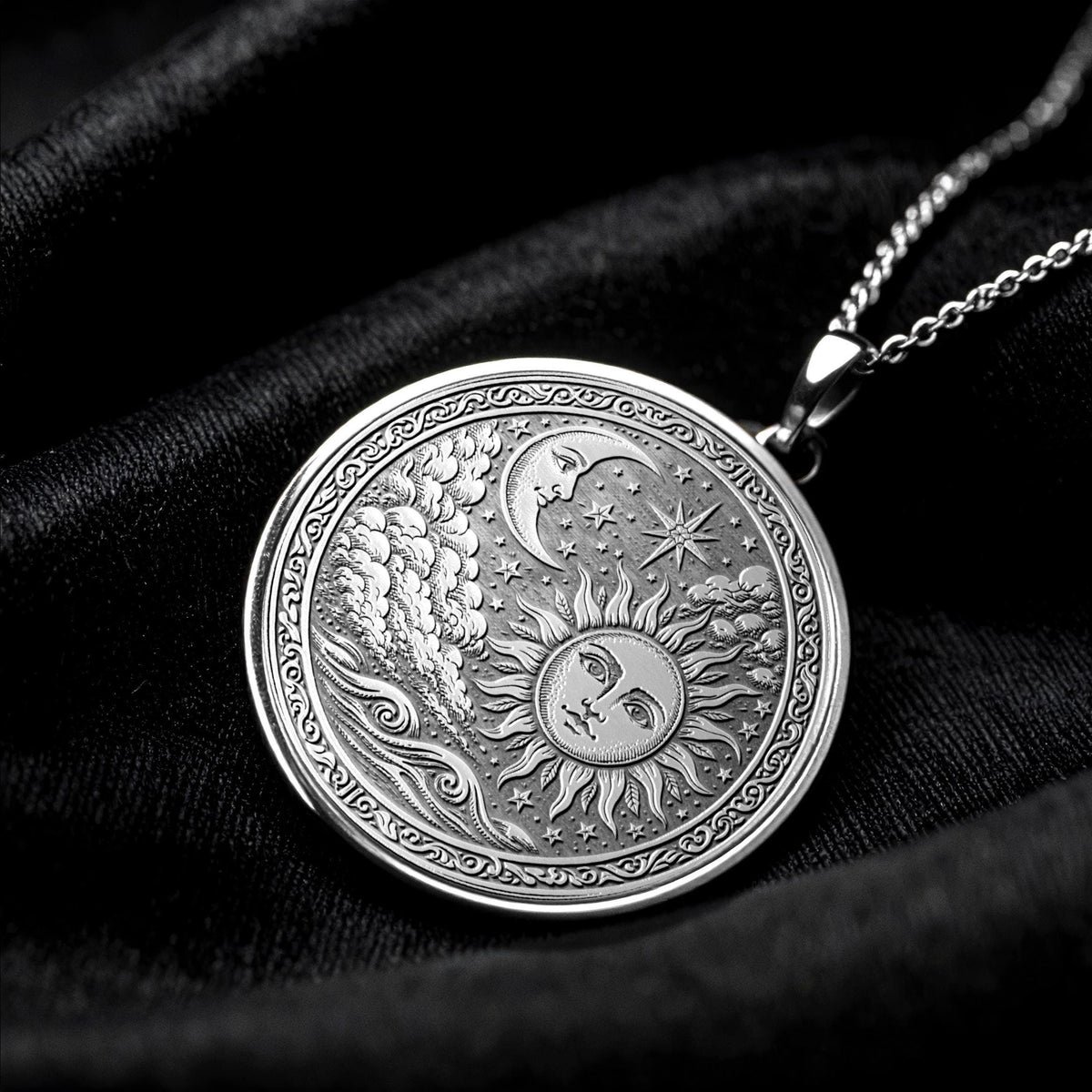 Celestial Sun and Moon Pendant Necklace – Balance, Harmony & Cosmic Energy
