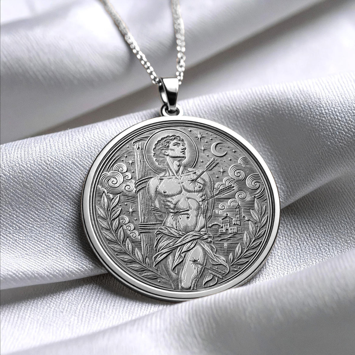 Saint Sebastian Pendant Necklace – Courage, Protection & Unbreakable Faith