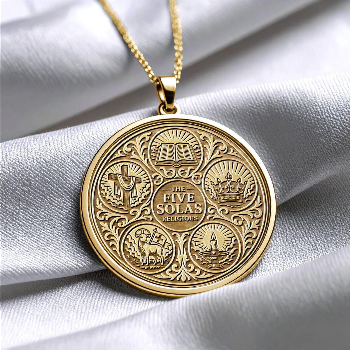 The Five Solas Pendant Necklace – Scripture, Faith and God’s Grace
