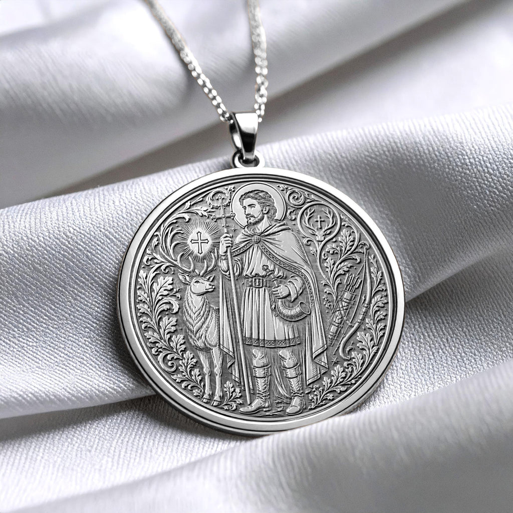 Saint Hubert Pendant Necklace – Protection, Nature & Spiritual Guidance