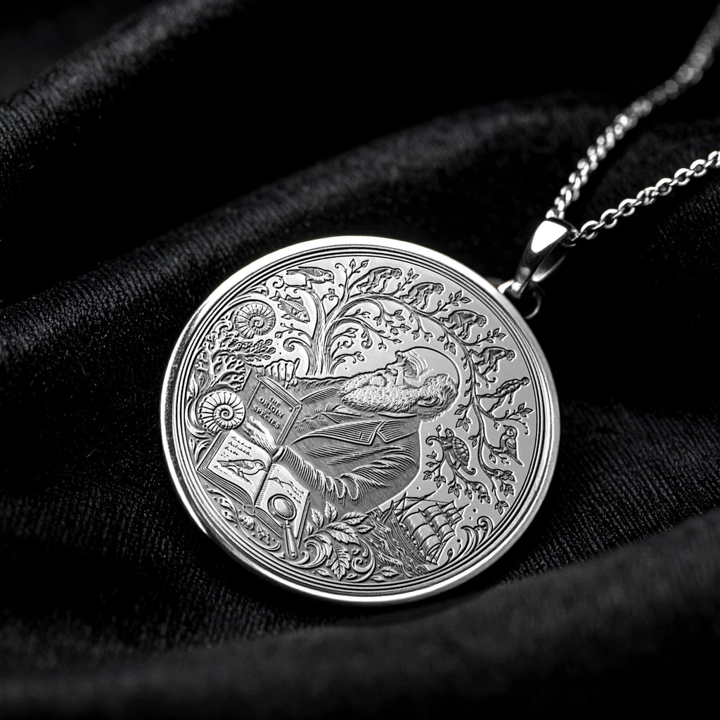 Charles Darwin Evolution Pendant Necklace – Knowledge, Curiosity & Human Evolution