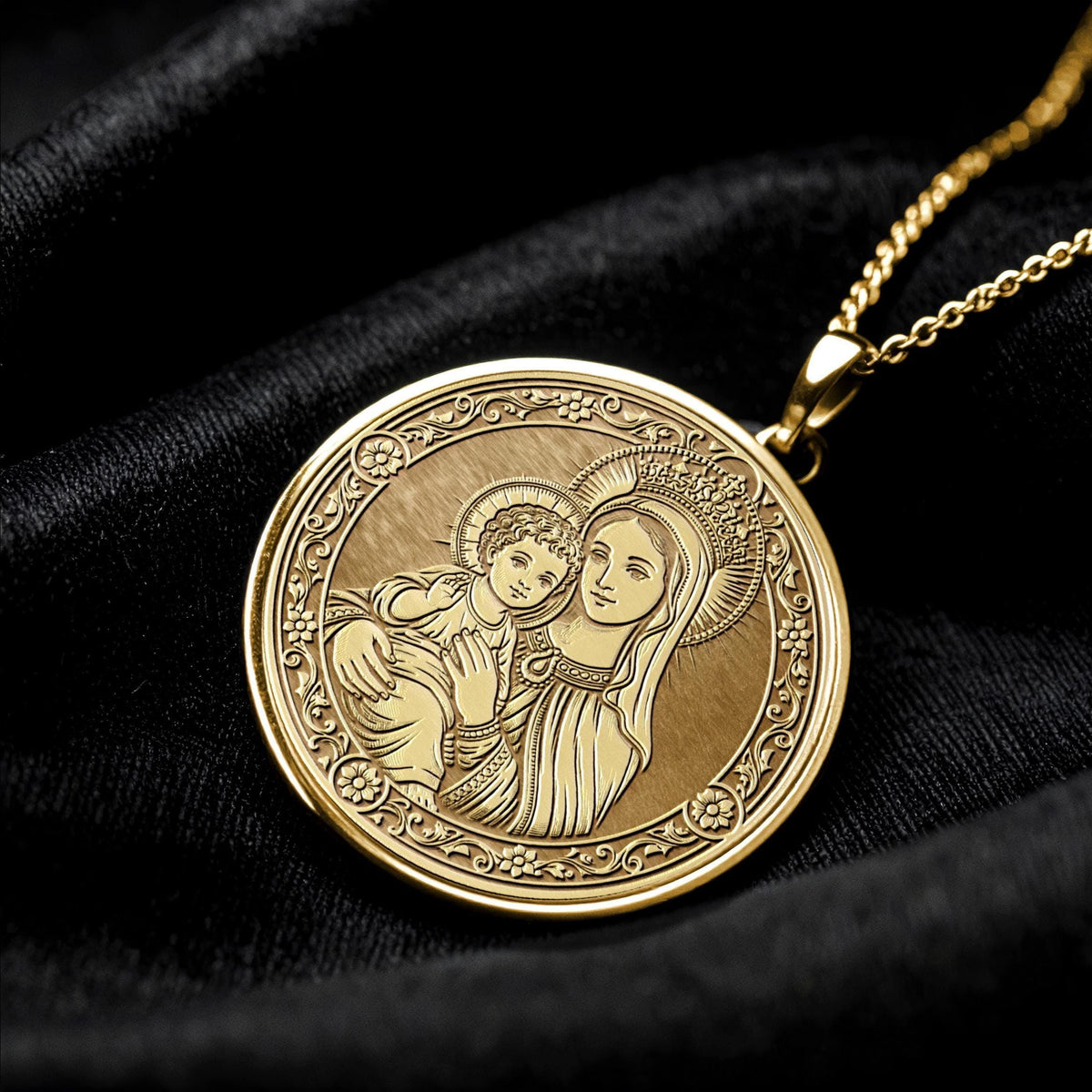Virgin Mary and Baby Jesus Pendant Necklace – Faith, Love & Divine Protection