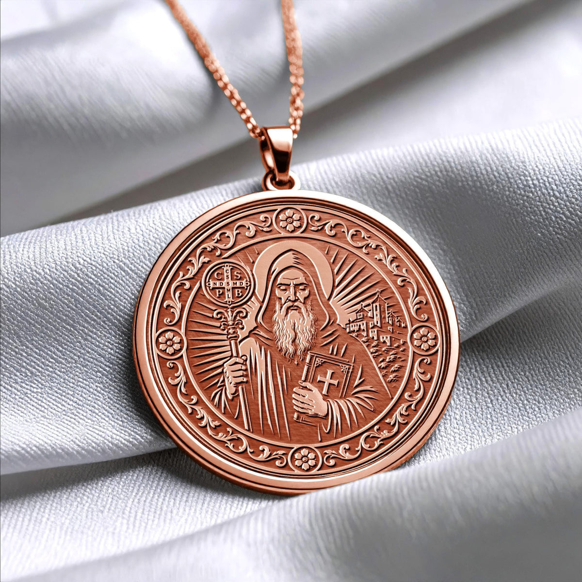 Saint Benedict Pendant Necklace – Protection, Faith & Spiritual Strength
