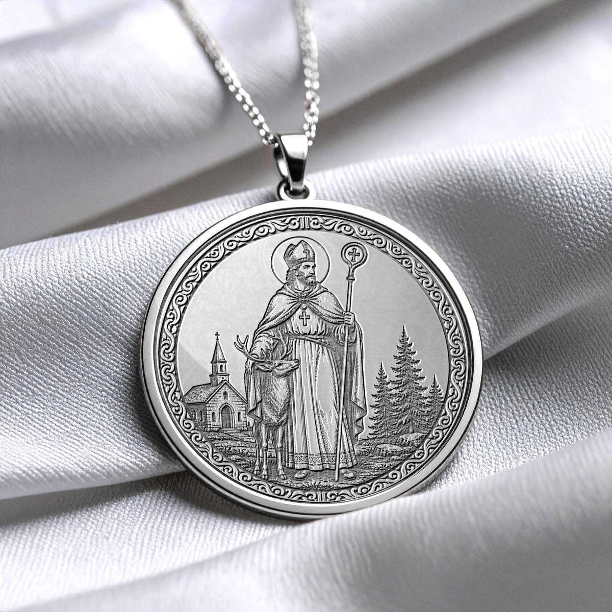 Saint Hubert Pendant Necklace – Courage, Faith & Guardian of the Hunt
