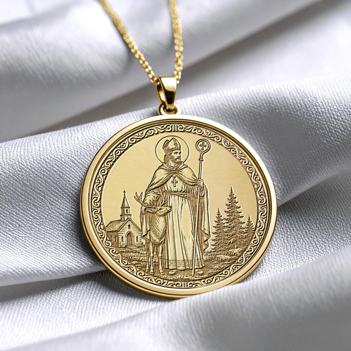 Saint Hubert Pendant Necklace – Courage, Faith & Guardian of the Hunt