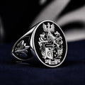 Personalized Family Crest Ring, Custom Coat of Arms Signet, Sterling Silver Heraldic Heirloom Gift