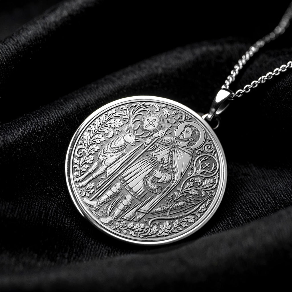 Saint Hubert Pendant Necklace – Protection, Nature & Spiritual Guidance