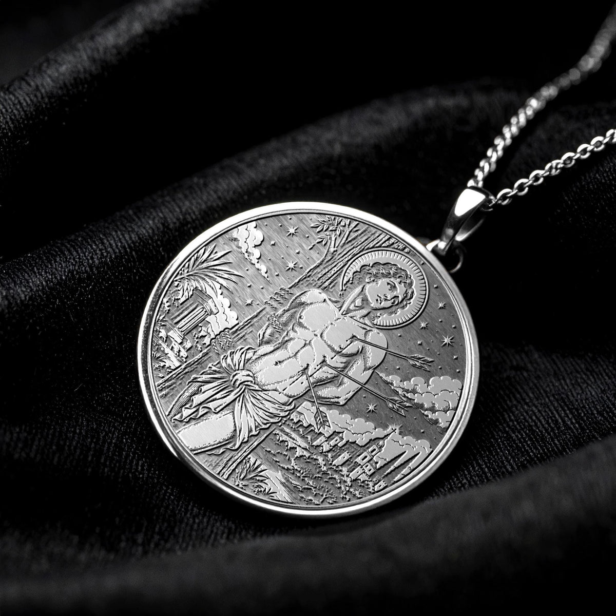 Saint Sebastian Medallion Necklace – Protection, Courage & Enduring Faith
