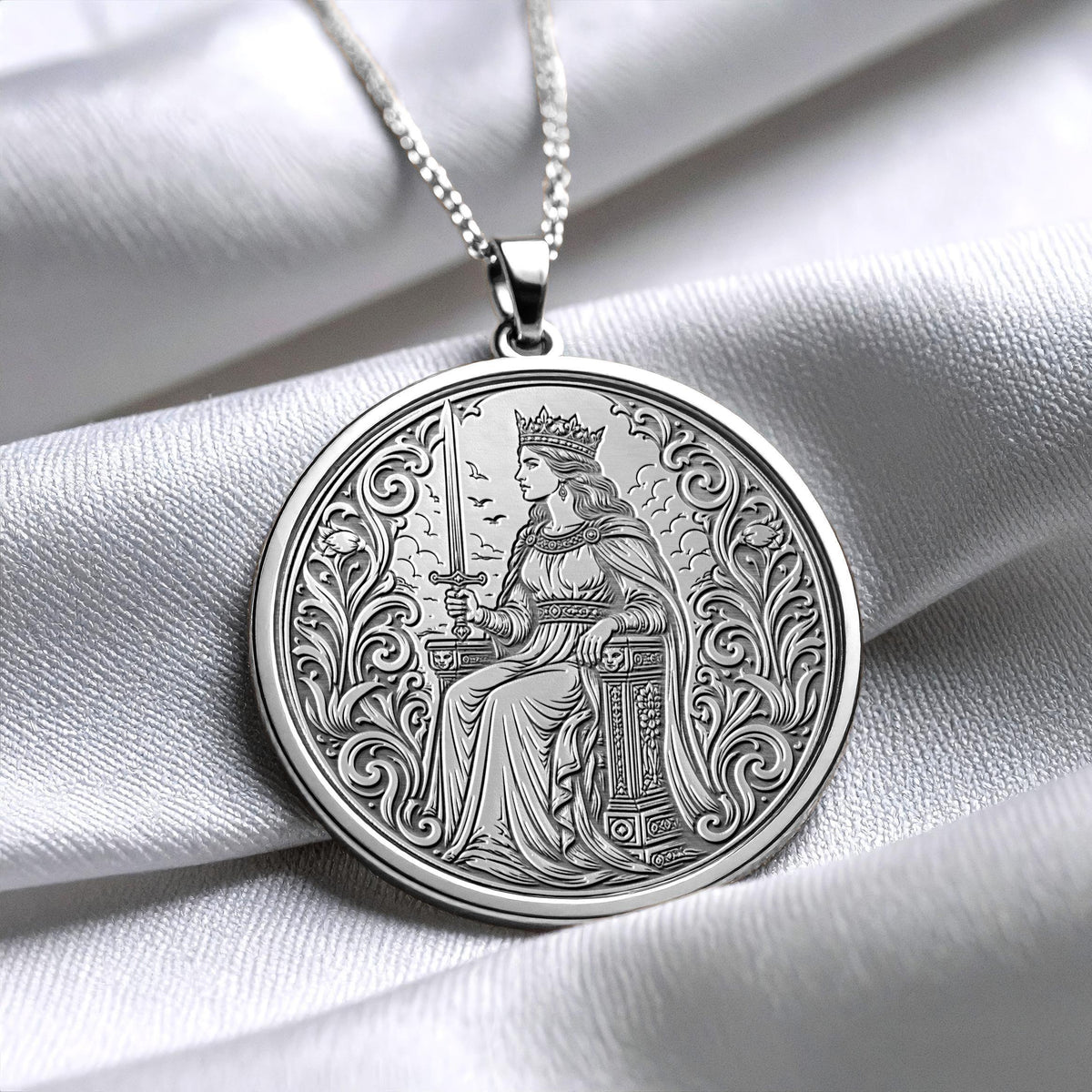 Queen of Swords Tarot Necklace – Wisdom, Independence & Clear Insight