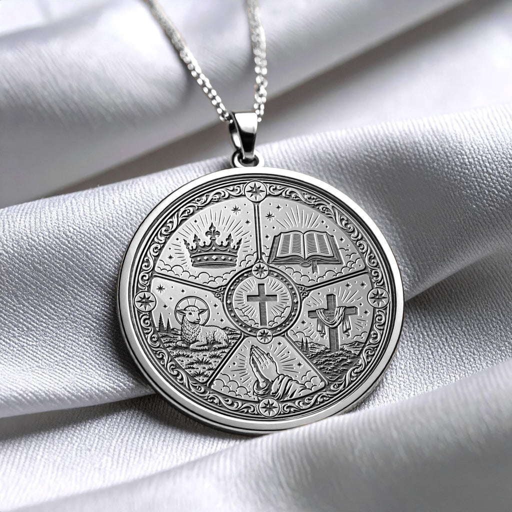 The Five Solas Religious Pendant Necklace – Faith, Grace & Biblical Truth