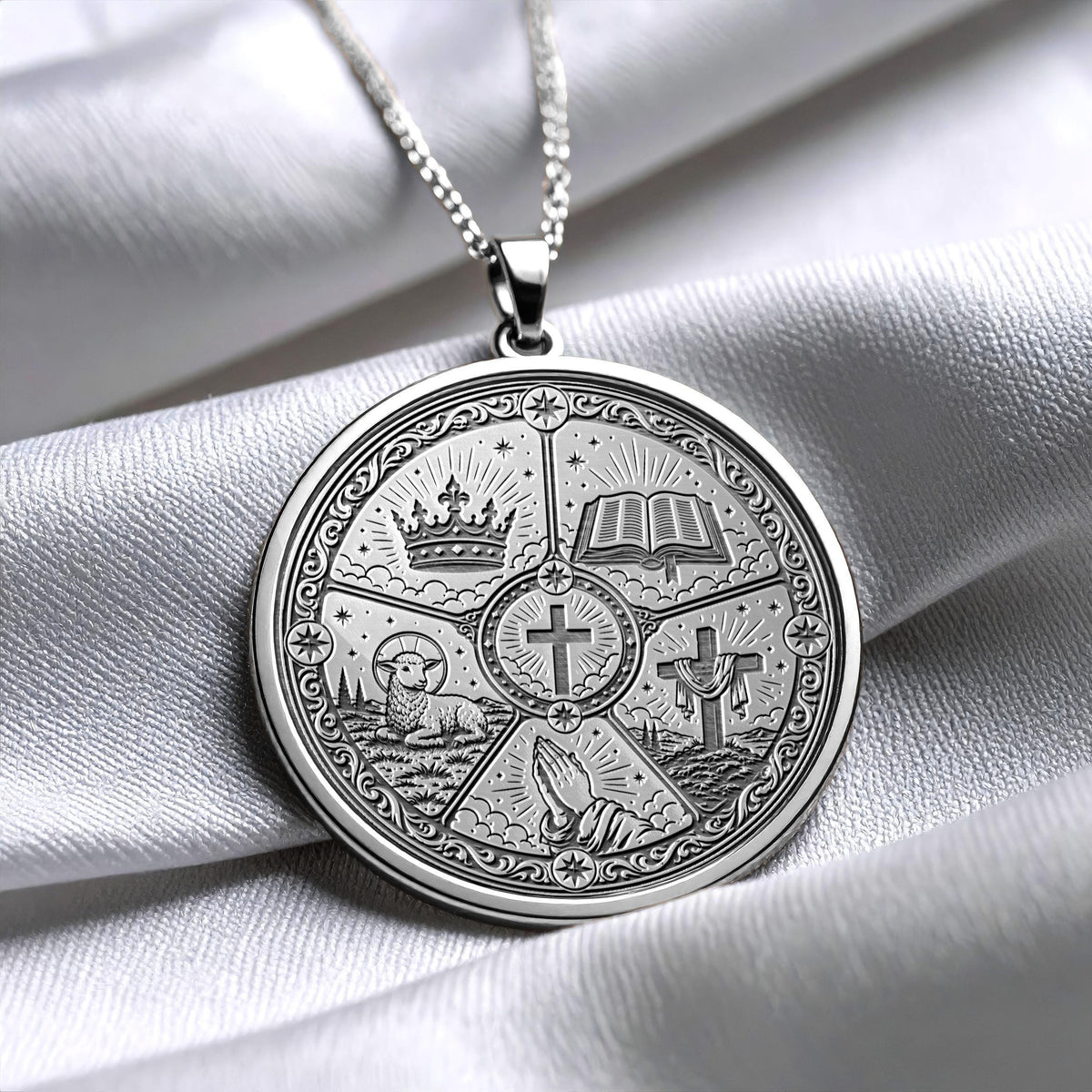 The Five Solas Religious Pendant Necklace – Faith, Grace & Biblical Truth