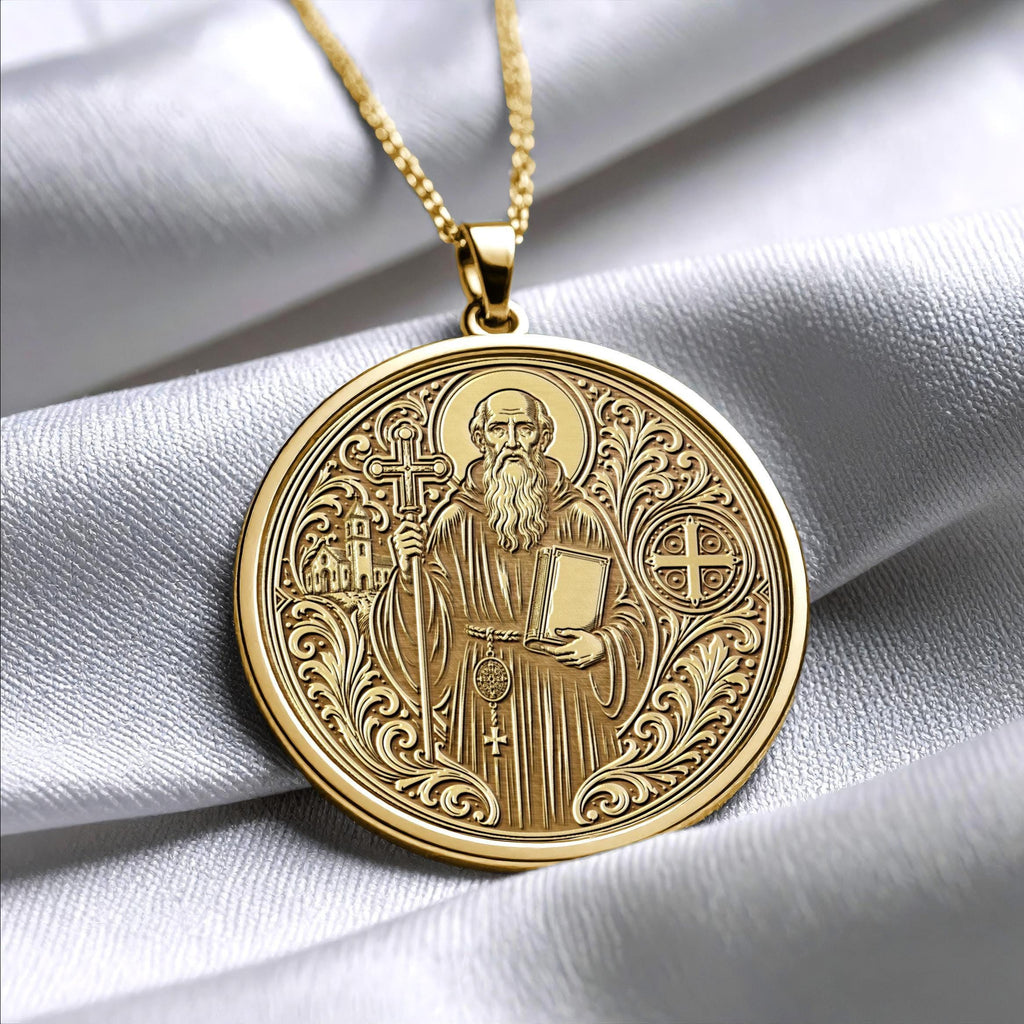Saint Benedict Pendant Necklace – Divine Protection, Peace & Sacred Faith