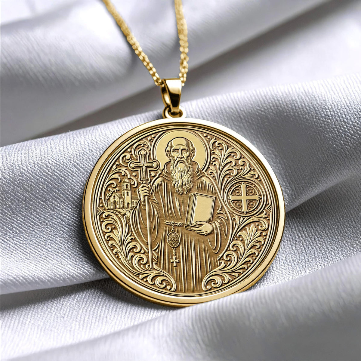 Saint Benedict Pendant Necklace – Divine Protection, Peace & Sacred Faith