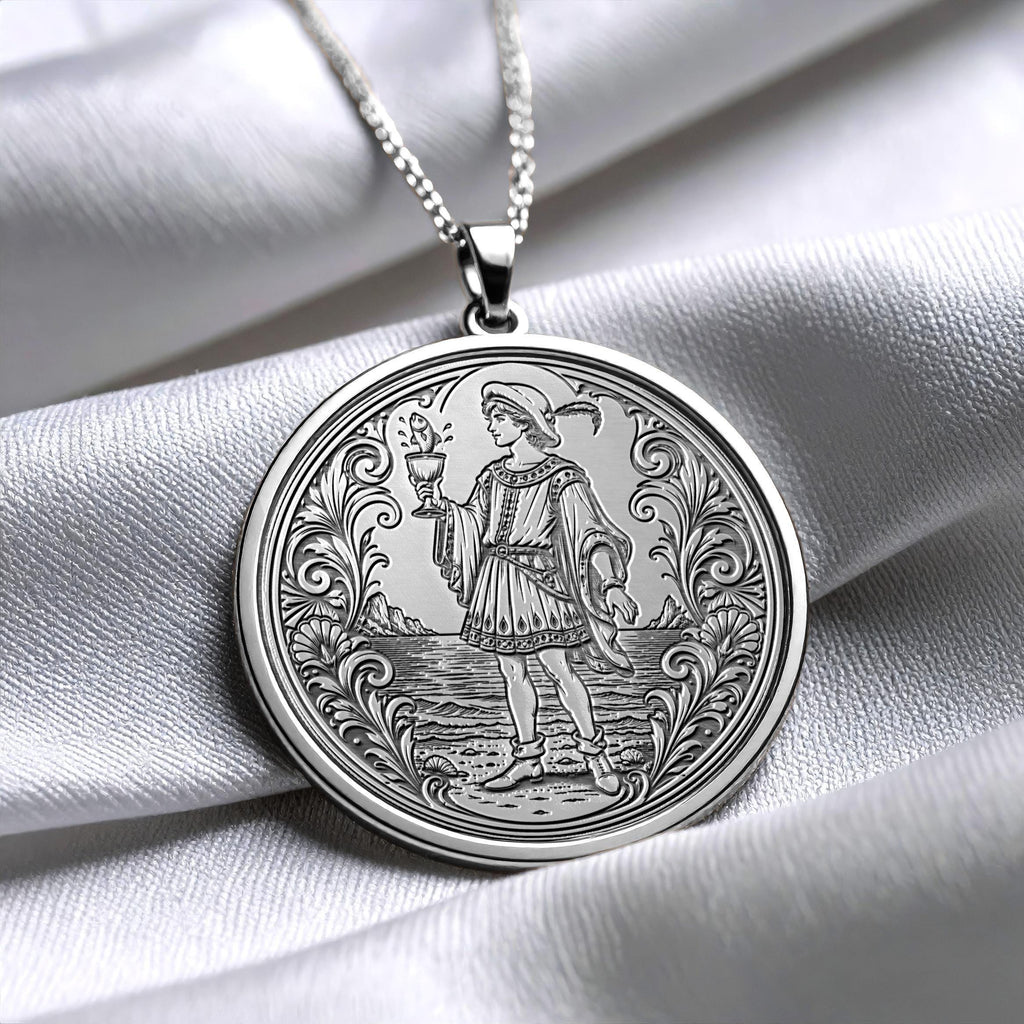 Page of Cups Tarot Necklace – Intuition, Creativity & New Emotional Beginnings