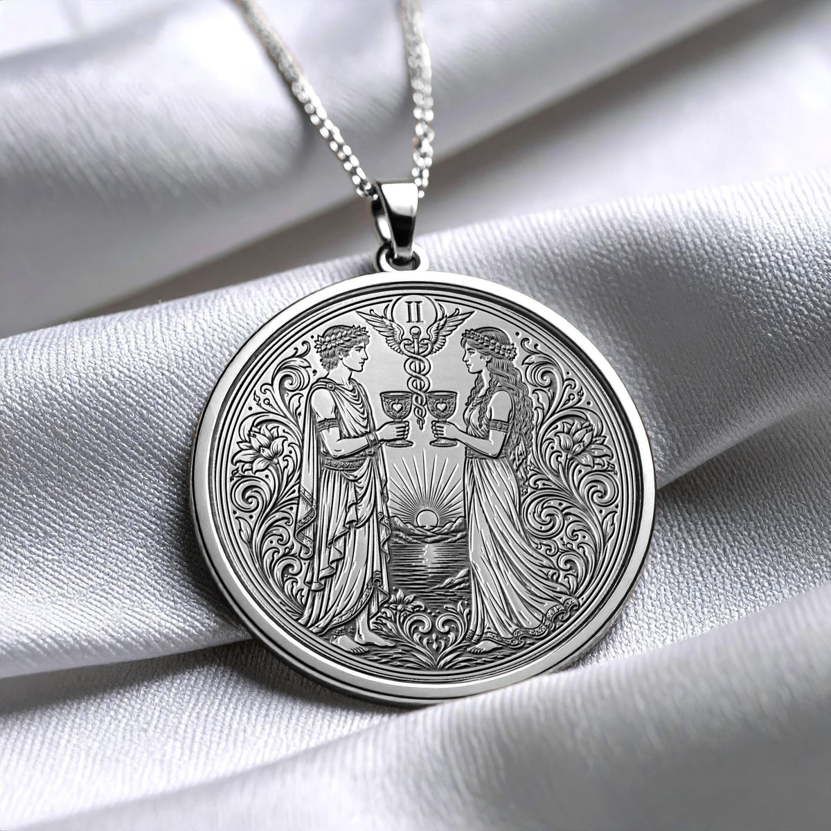 Two of Cups Tarot Pendant Necklace – Love, Harmony & Meaningful Connections