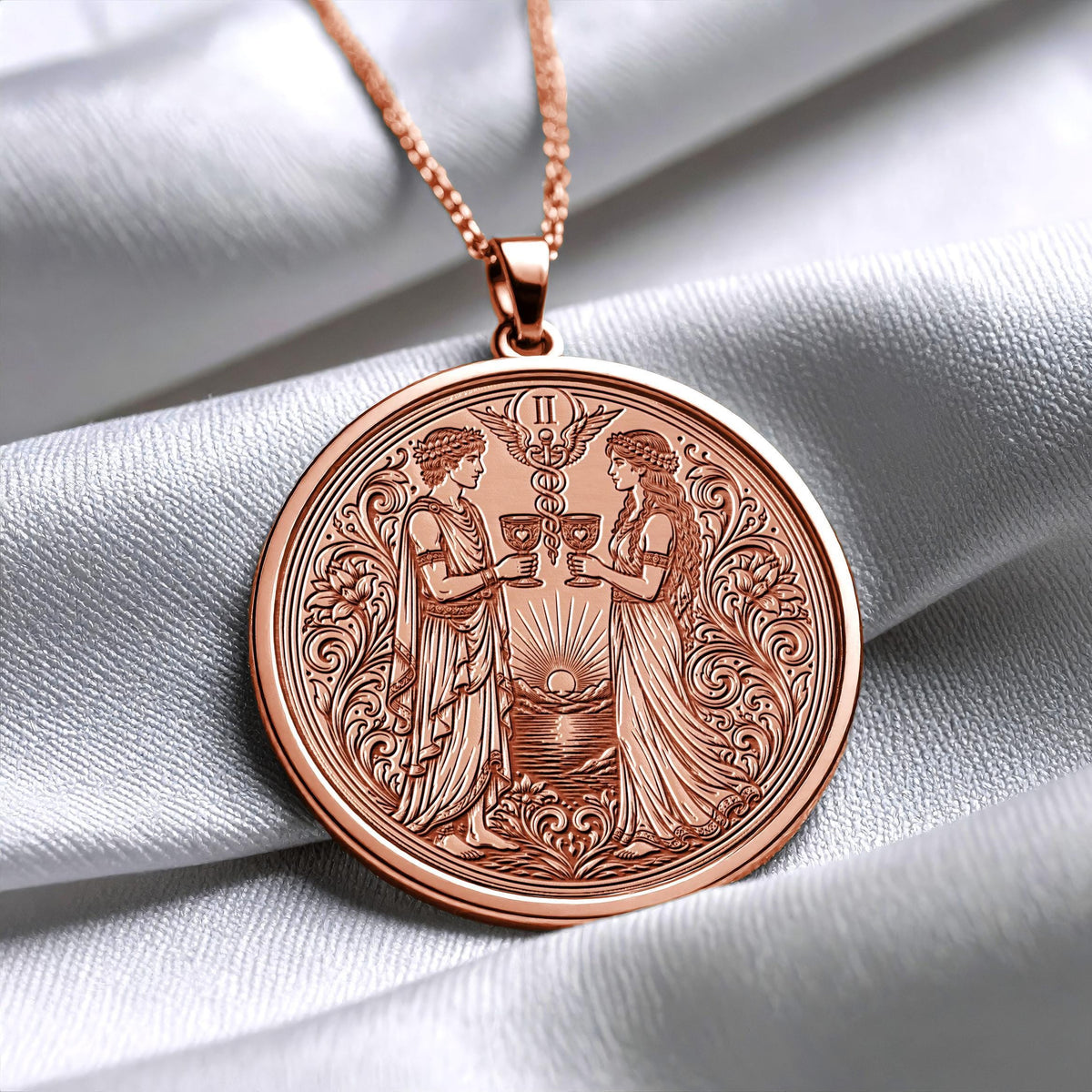 Two of Cups Tarot Pendant Necklace – Love, Harmony & Meaningful Connections