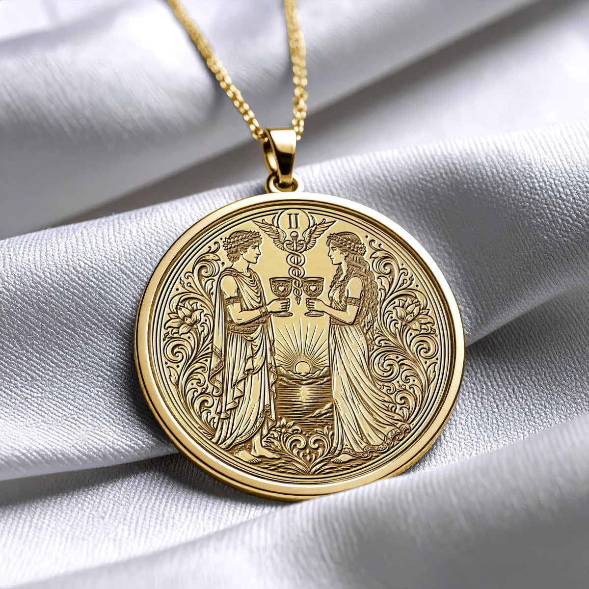 Two of Cups Tarot Pendant Necklace – Love, Harmony & Meaningful Connections