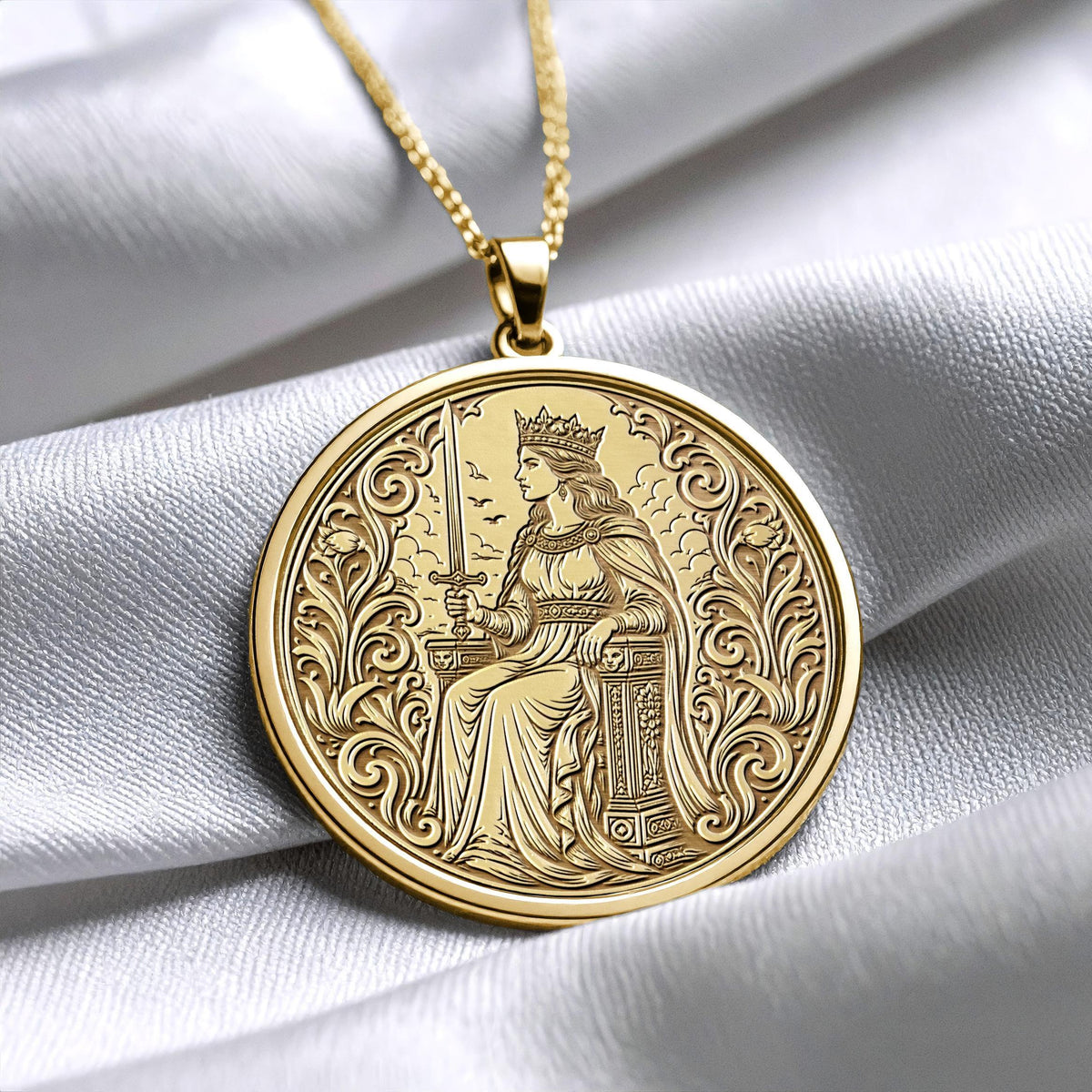Queen of Swords Tarot Necklace – Wisdom, Independence & Clear Insight