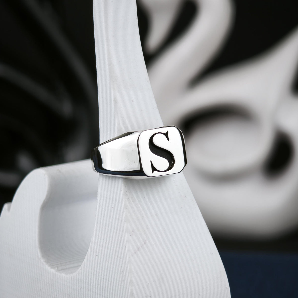Personalized Square Initial Signet Ring, Sterling Silver or Gold