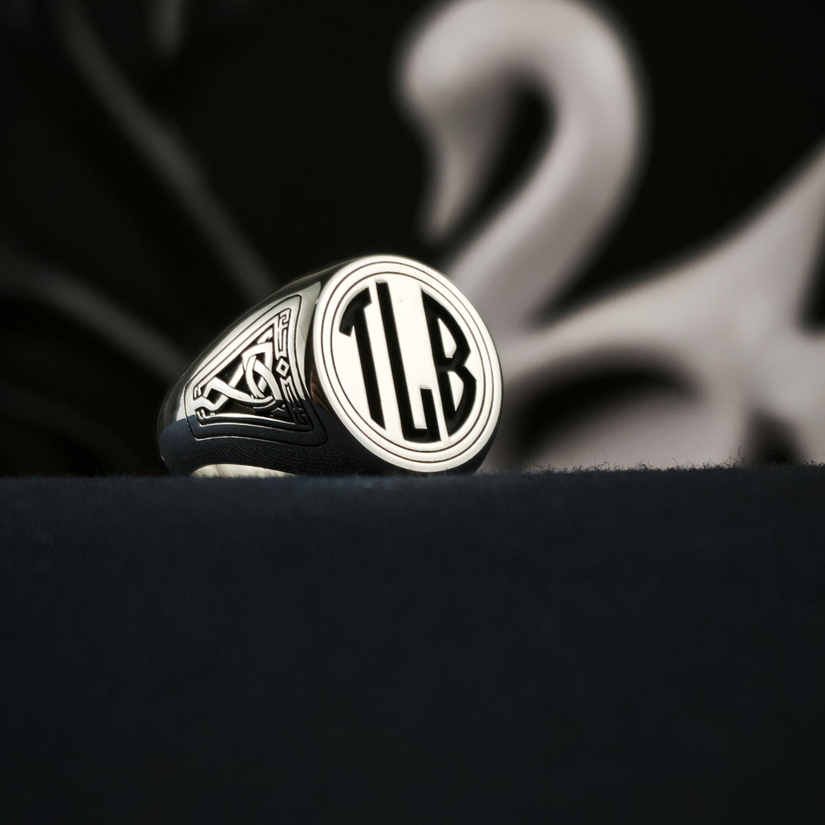 Men's Signet Ring with Custom Initials and Celtic Knot Design