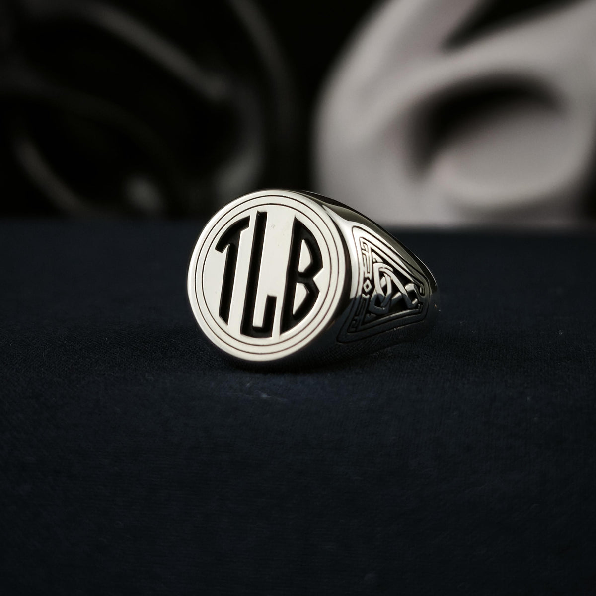 Men's Signet Ring with Custom Initials and Celtic Knot Design