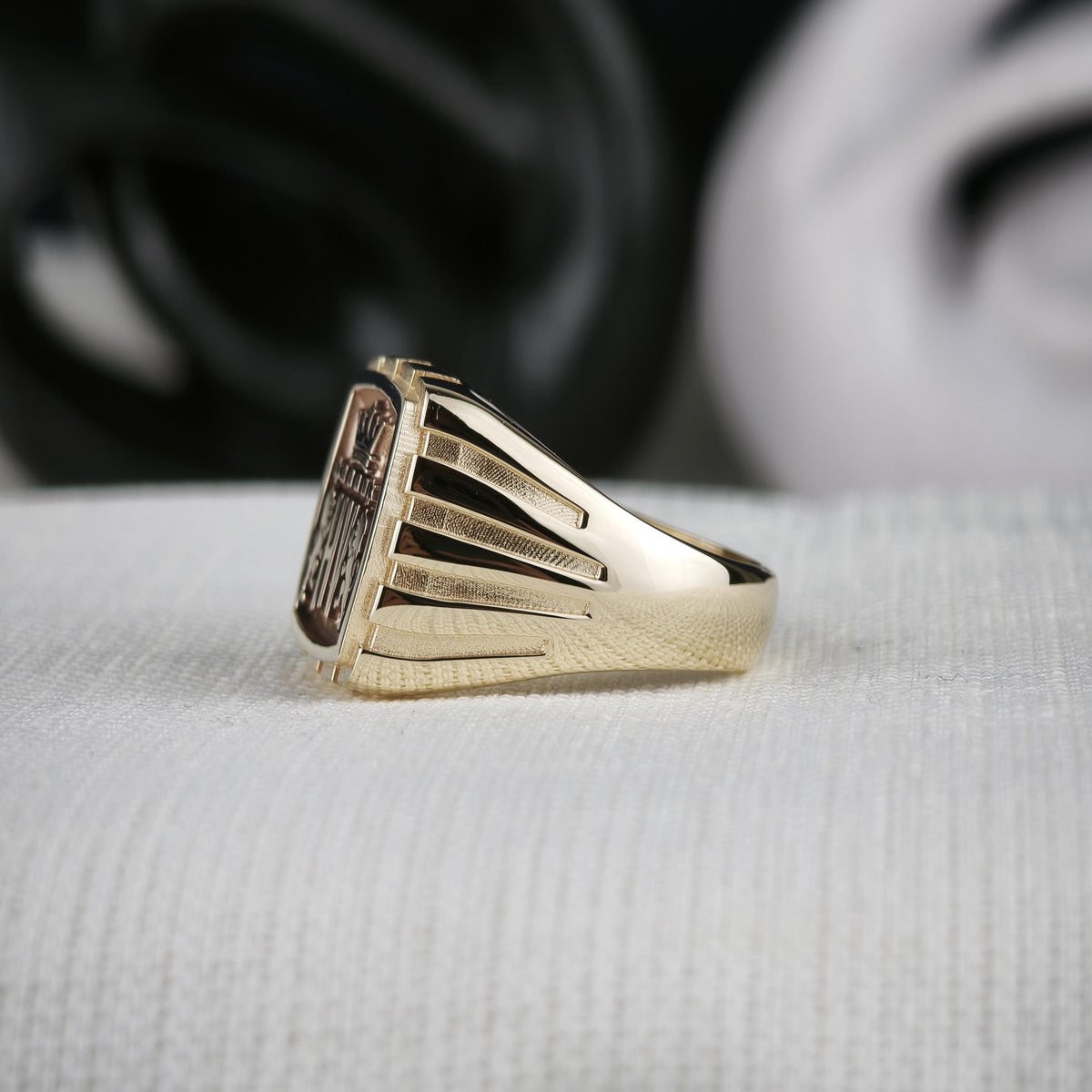 Custom Family Crest Signet Ring, Square Coat of Arms in Sterling Silver or Gold