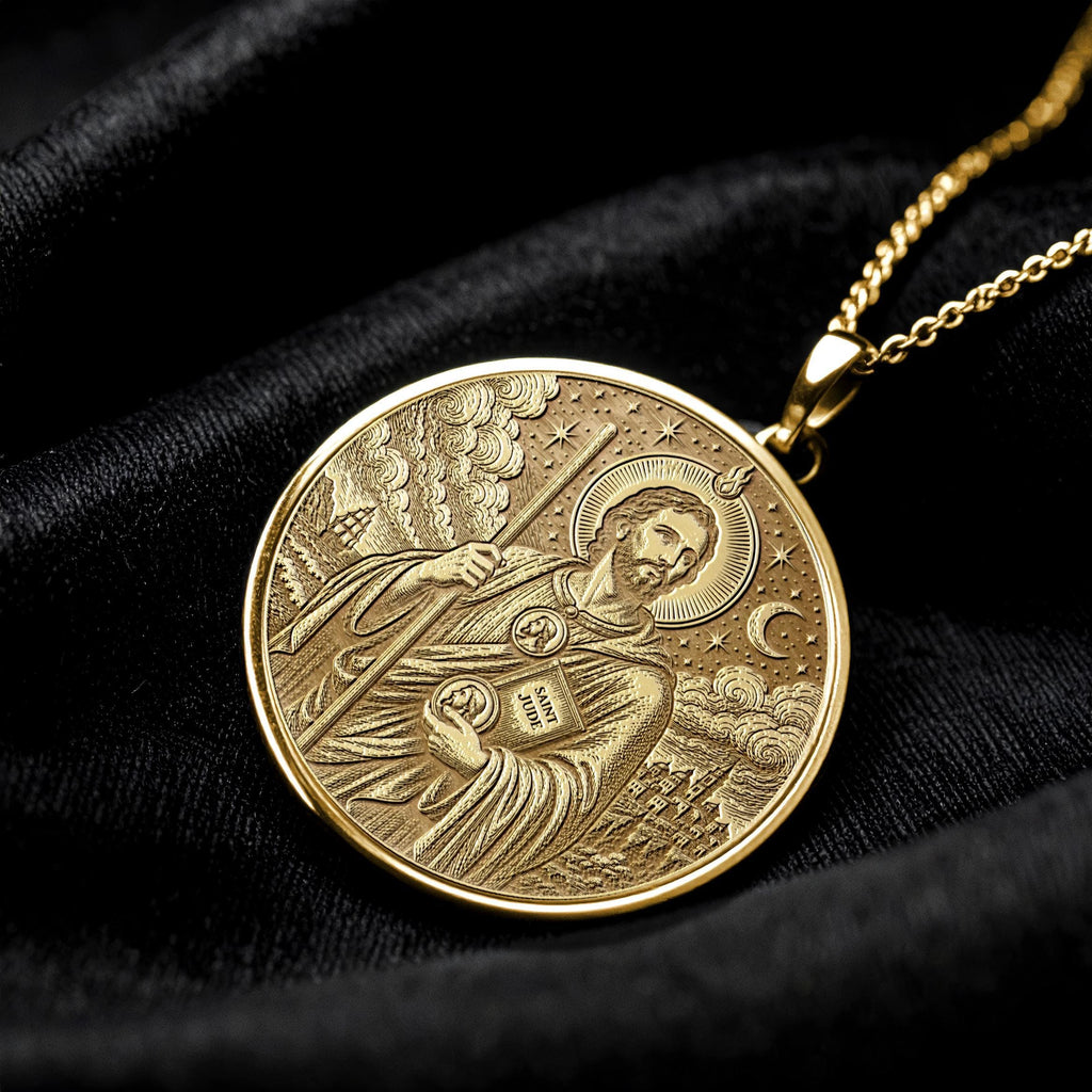 Saint Jude Pendant Necklace – Protection, Prayer & Strength Through Faith