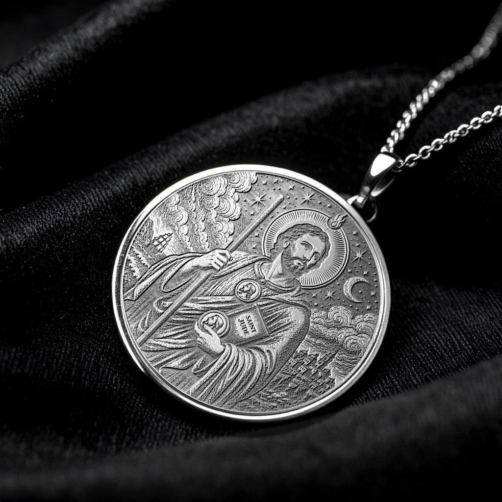 Saint Jude Pendant Necklace – Protection, Prayer & Strength Through Faith
