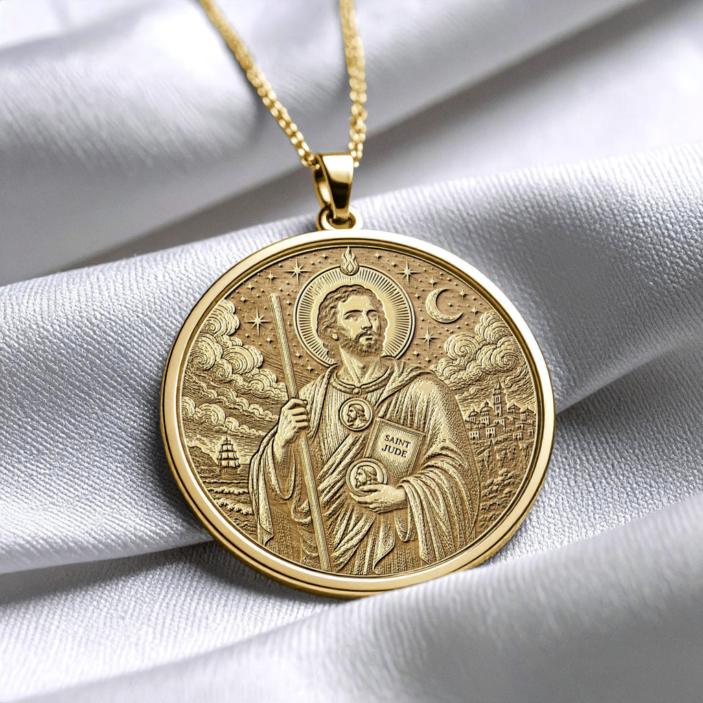 Saint Jude Pendant Necklace – Protection, Prayer & Strength Through Faith