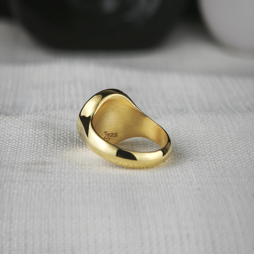 Raised Monogram Signet Ring, Custom Two Initial Round Design in Sterling Silver or Gold