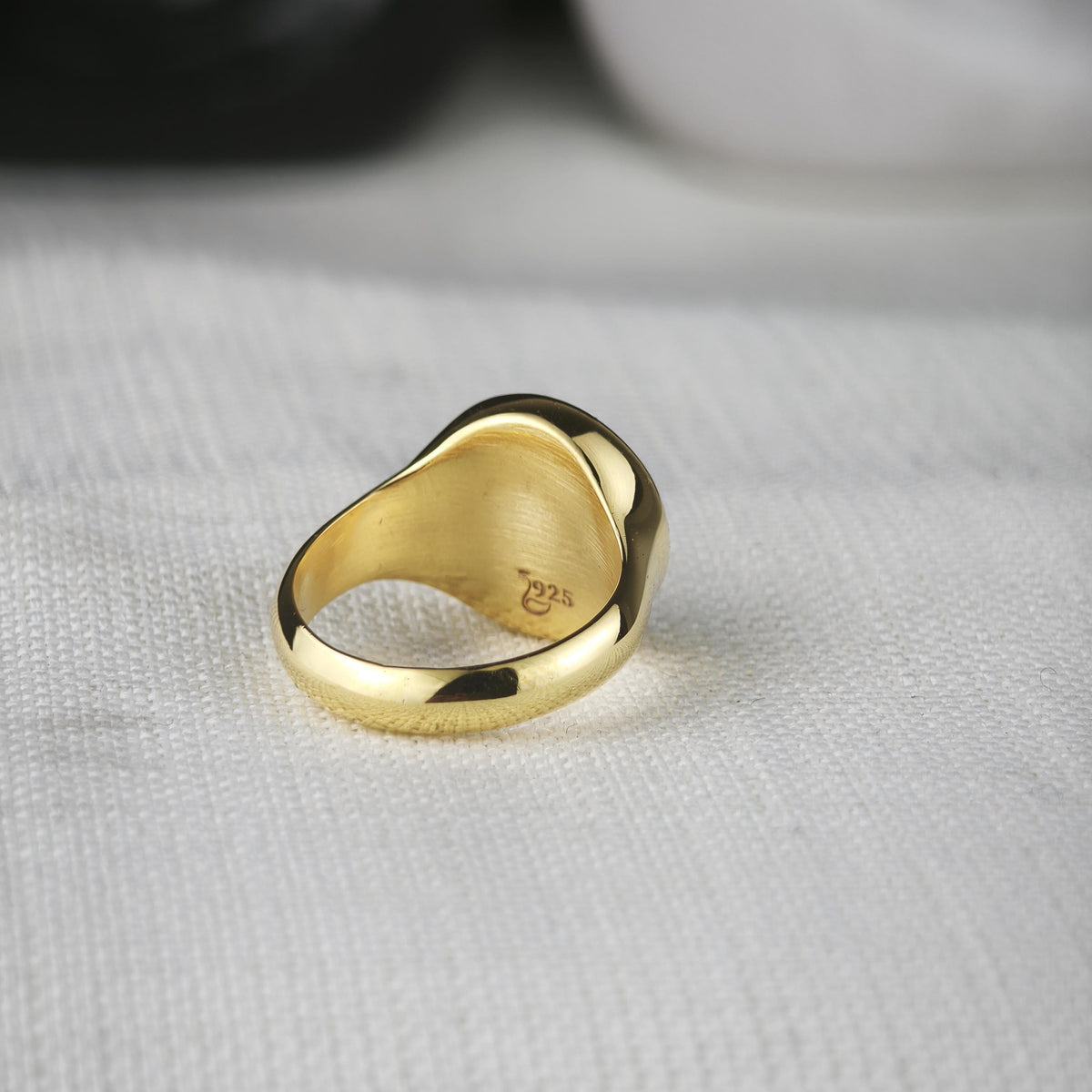 Raised Monogram Signet Ring, Custom Two Initial Round Design in Sterling Silver or Gold