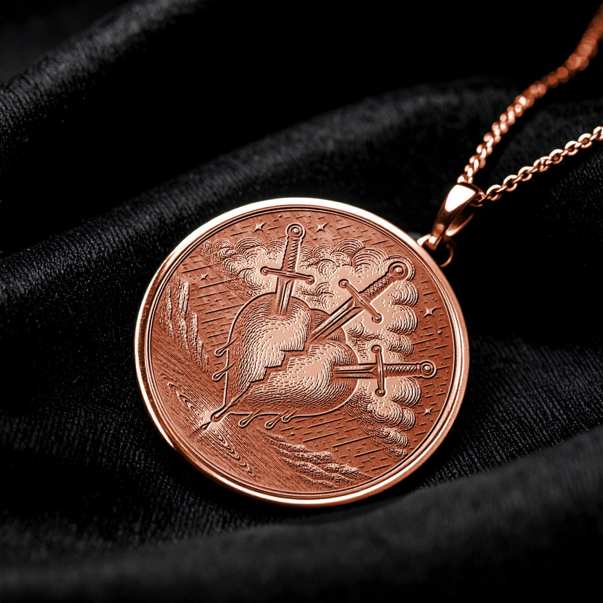 Three of Swords Tarot Pendant Necklace – Healing, Resilience & Emotional Growth