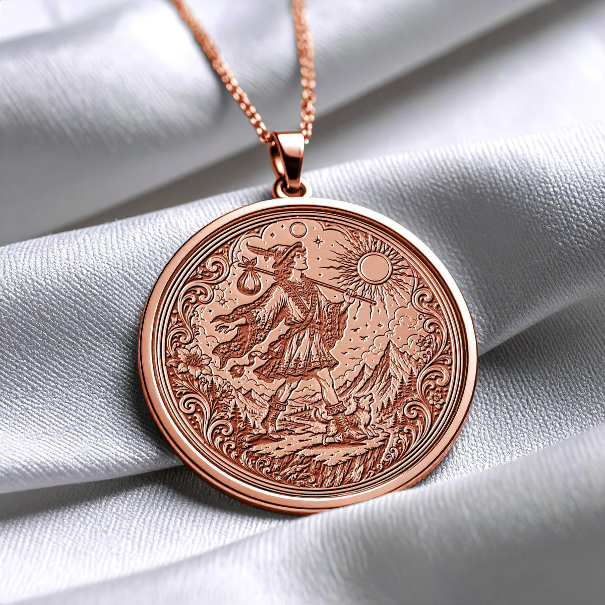 The Fool Tarot Pendant Necklace – Adventure, Freedom & New Beginnings