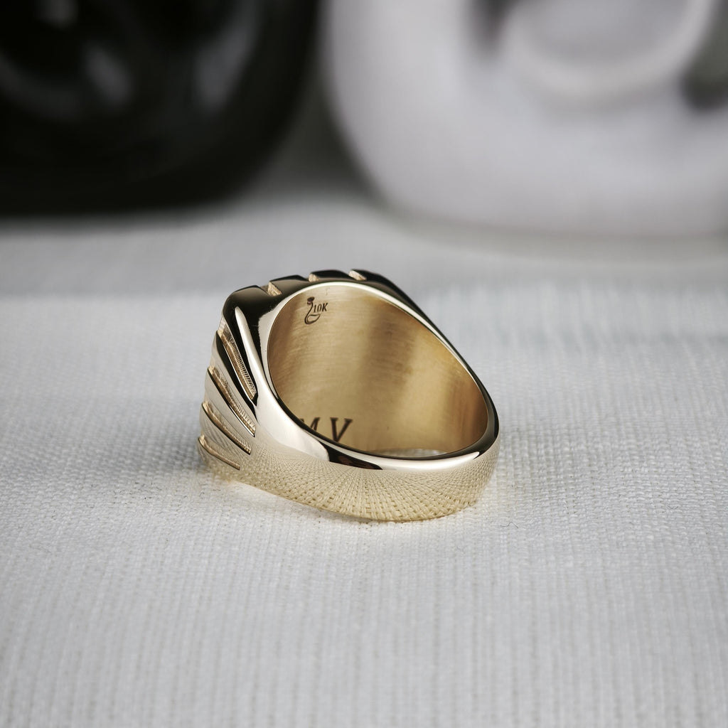Custom Family Crest Signet Ring, Square Coat of Arms in Sterling Silver or Gold