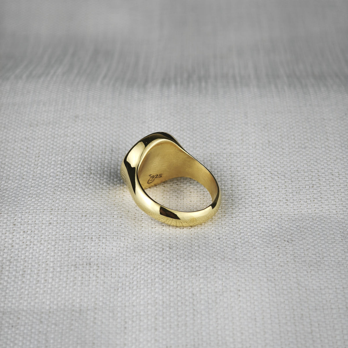 Green Monogram Signet Ring, Custom Two Initial Round Design in Sterling Silver or Gold