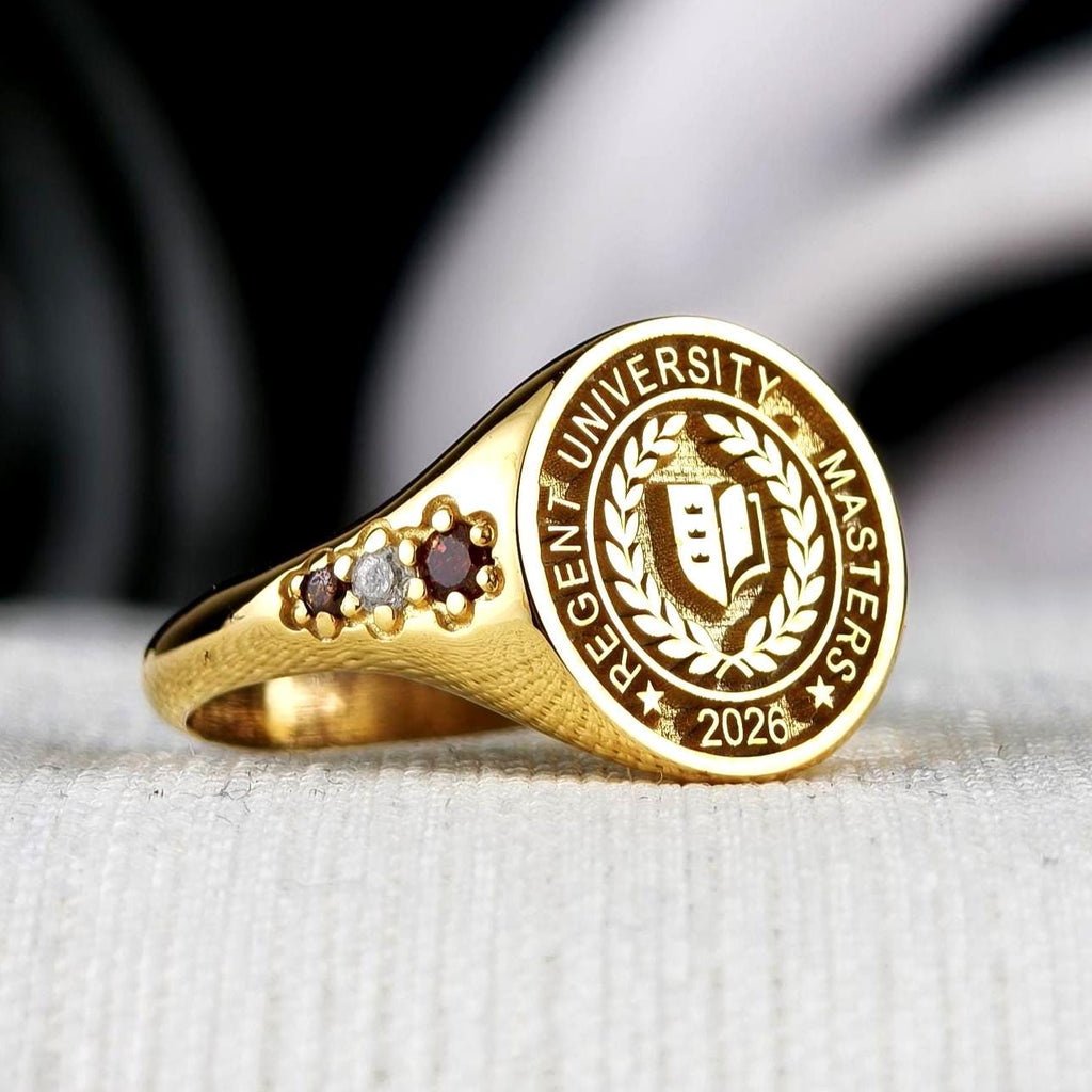 Custom Class Ring, Personalized University Ring, College Graduation Gift, Sterling Silver or Solid Gold