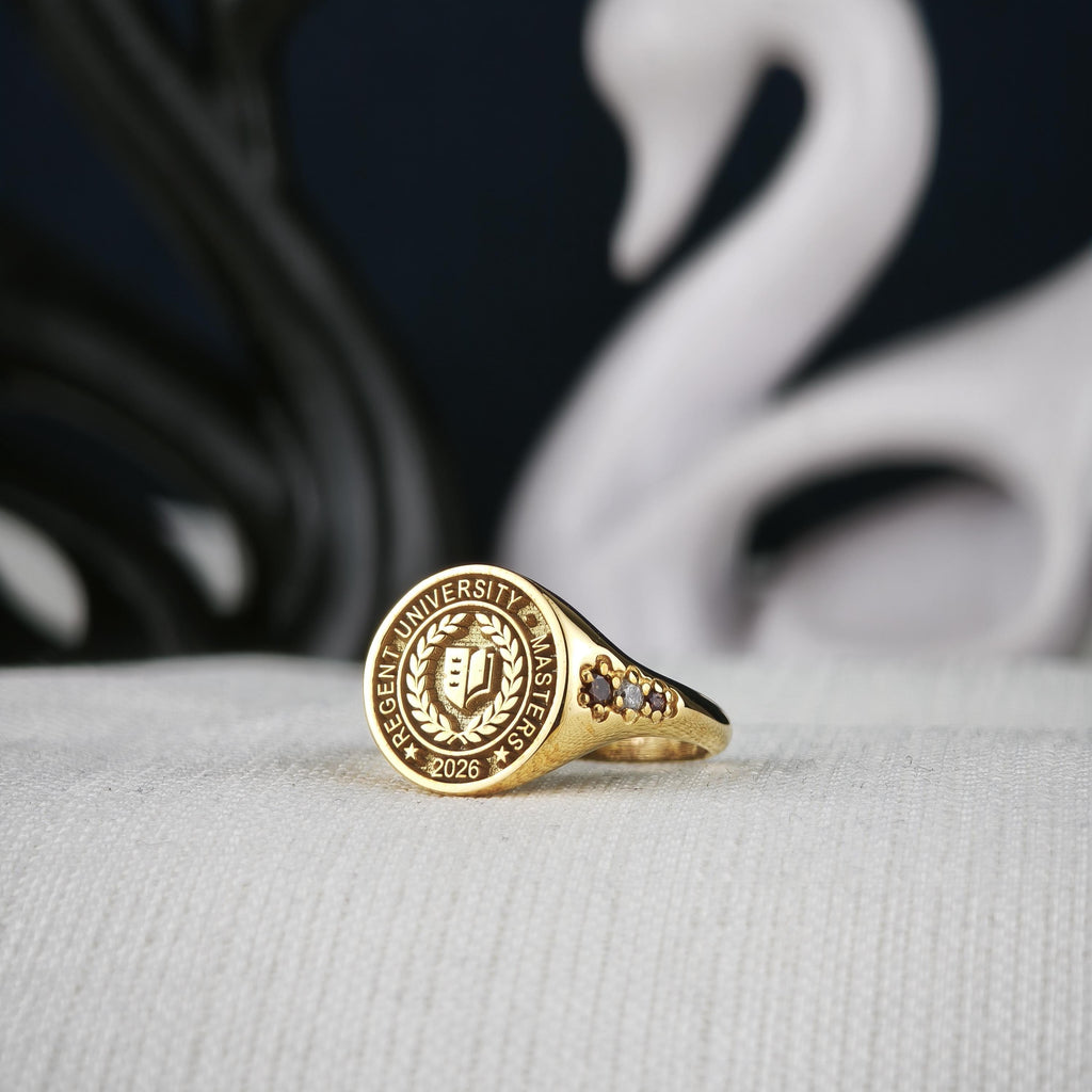 Custom Class Ring, Personalized University Ring, College Graduation Gift, Sterling Silver or Solid Gold