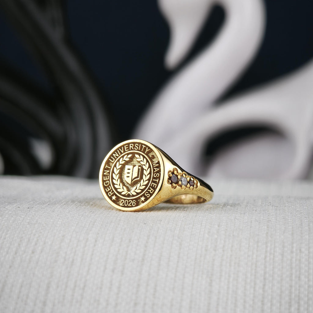 Custom Class Ring, Personalized University Ring, College Graduation Gift, Sterling Silver or Solid Gold