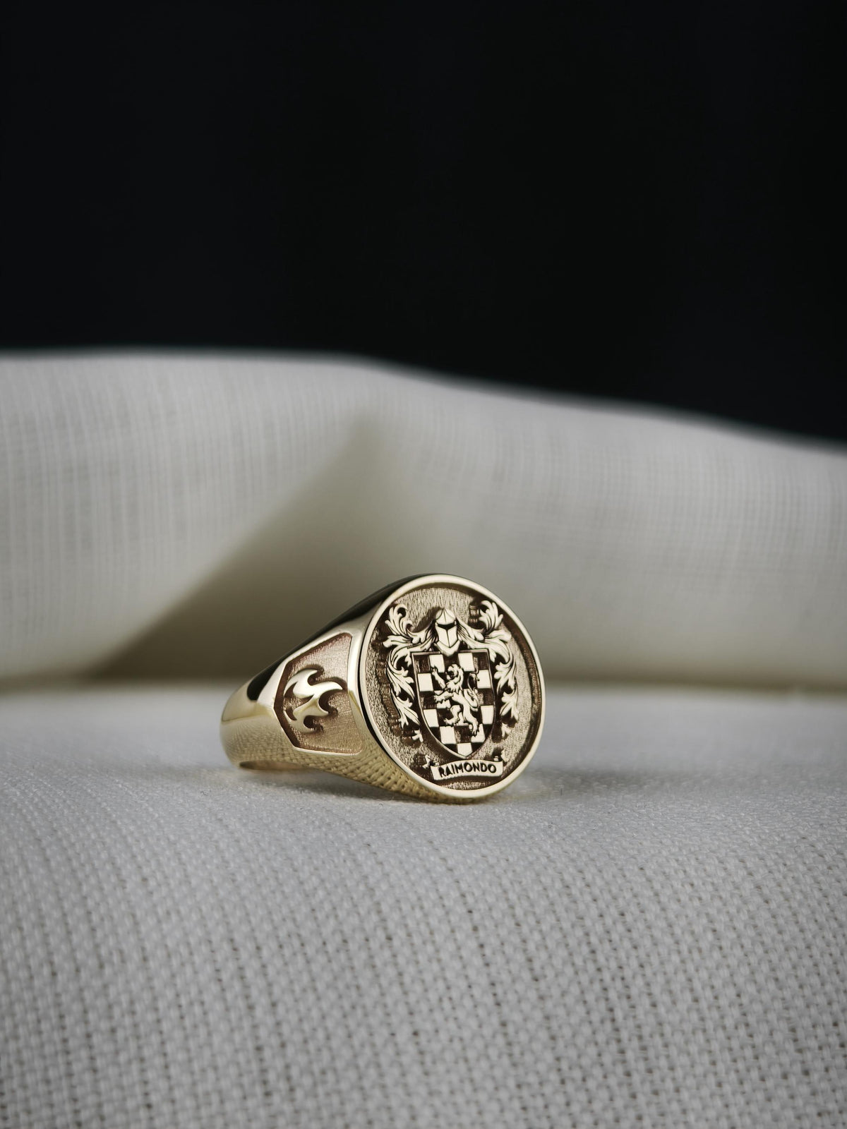 Personalized Family Crest Ring, Custom Coat of Arms Signet, Sterling Silver Gift for Husband