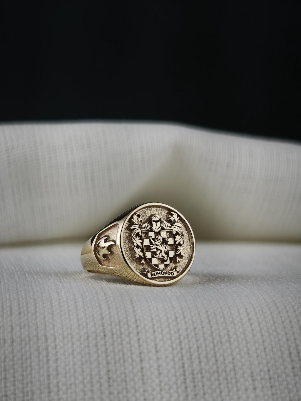 Personalized Family Crest Ring, Custom Coat of Arms Signet, Sterling Silver Gift for Husband