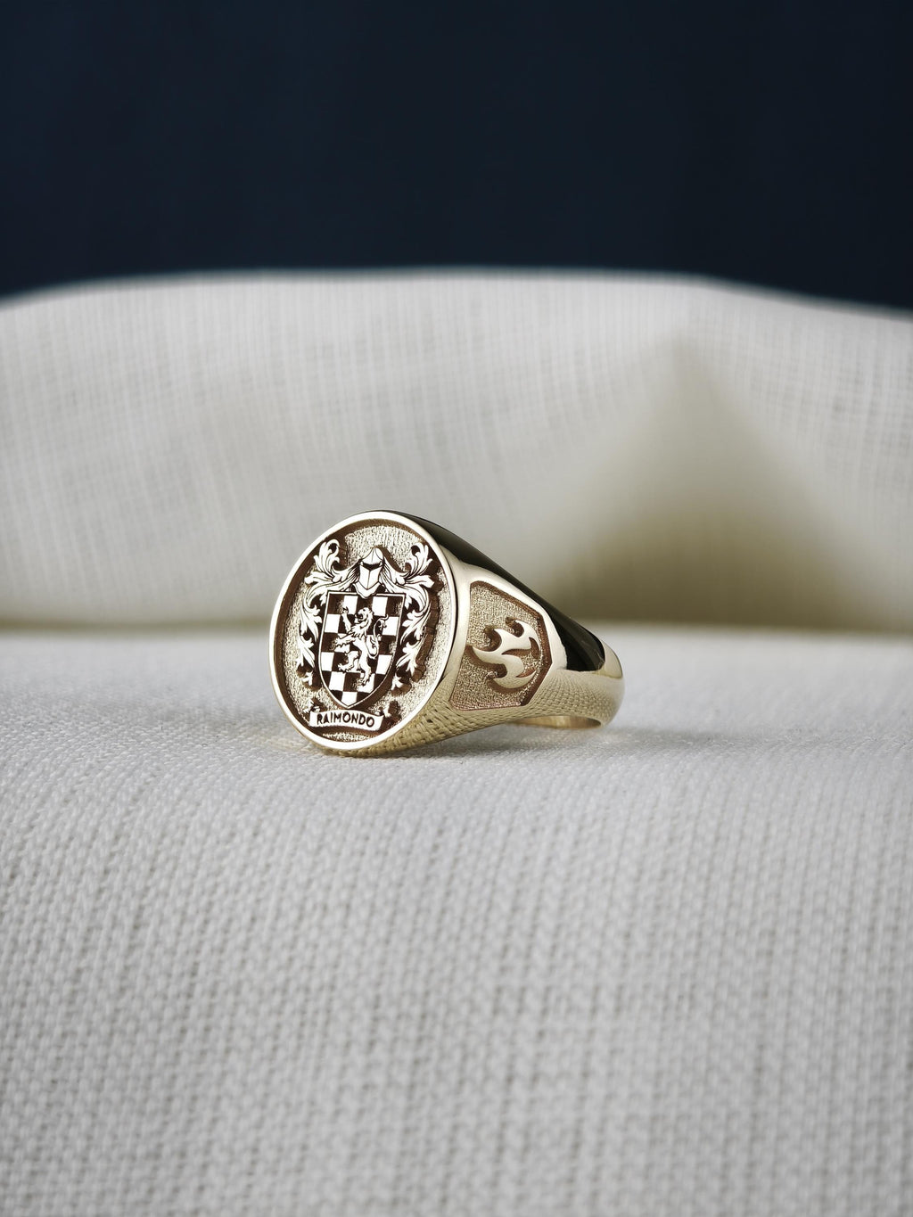 Personalized Family Crest Ring, Custom Coat of Arms Signet, Sterling Silver Gift for Husband