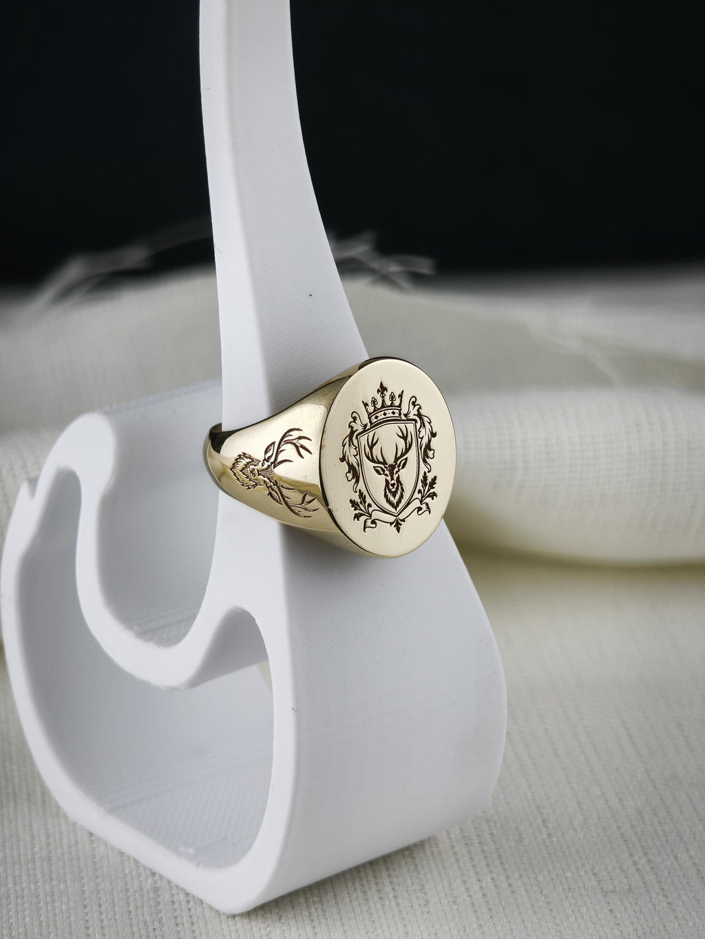 Personalized Heraldic Crest Signet Ring, Sterling Silver or Gold, Custom Family Coat of Arms