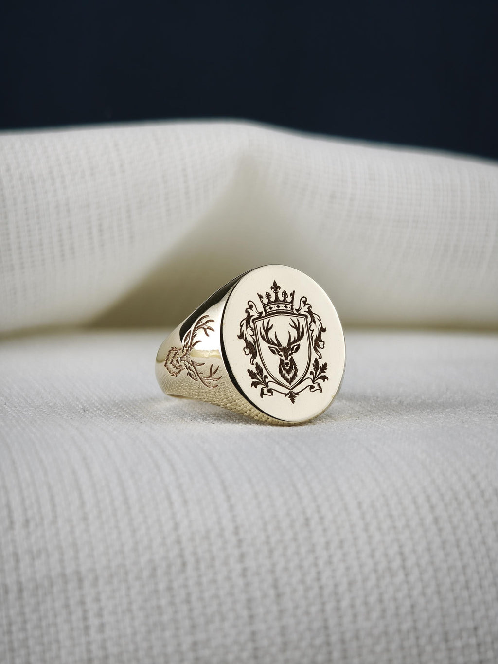Personalized Heraldic Crest Signet Ring, Sterling Silver or Gold, Custom Family Coat of Arms