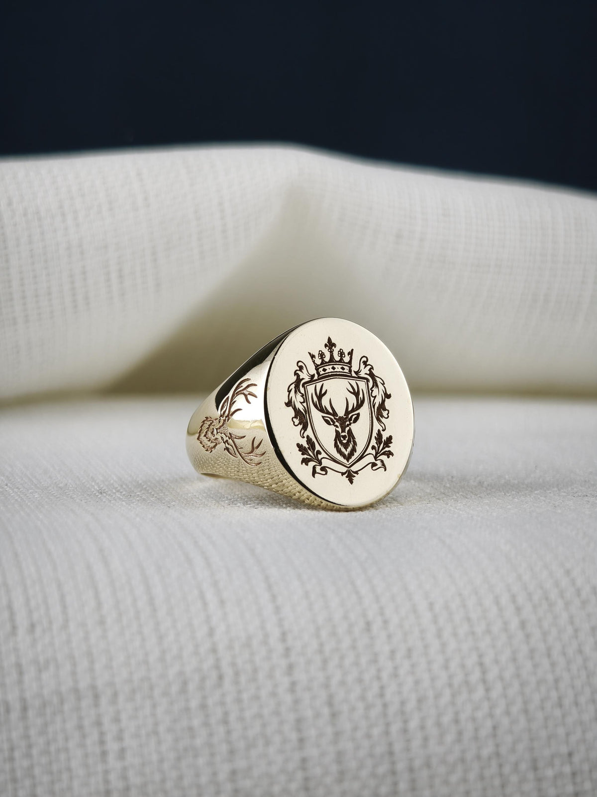 Personalized Heraldic Crest Signet Ring, Sterling Silver or Gold, Custom Family Coat of Arms