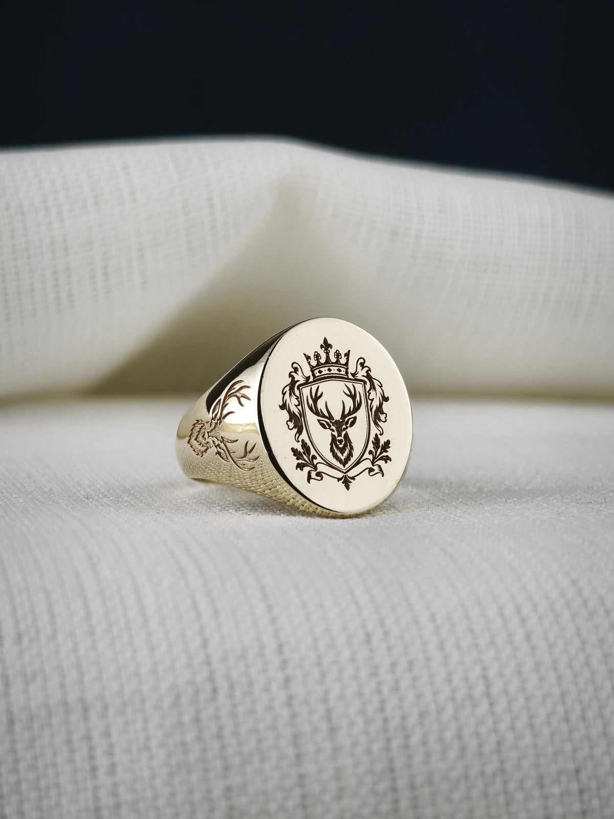 Personalized Heraldic Crest Signet Ring, Sterling Silver or Gold, Custom Family Coat of Arms