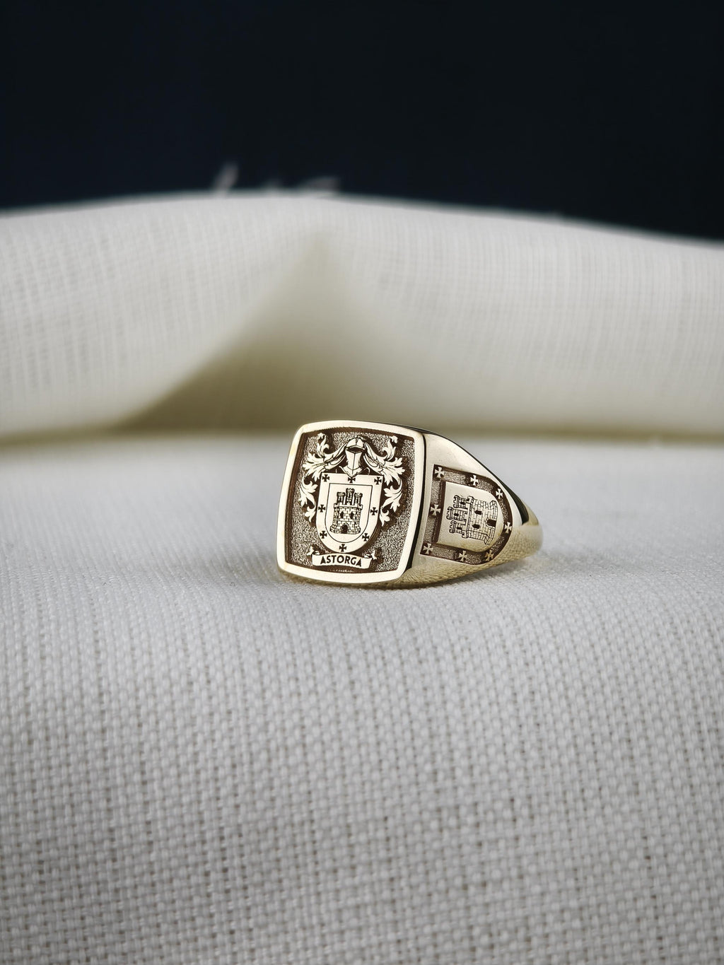 Custom Family Crest Signet Ring, Sterling Silver or Gold, Heraldic Coat of Arms (Personalized)