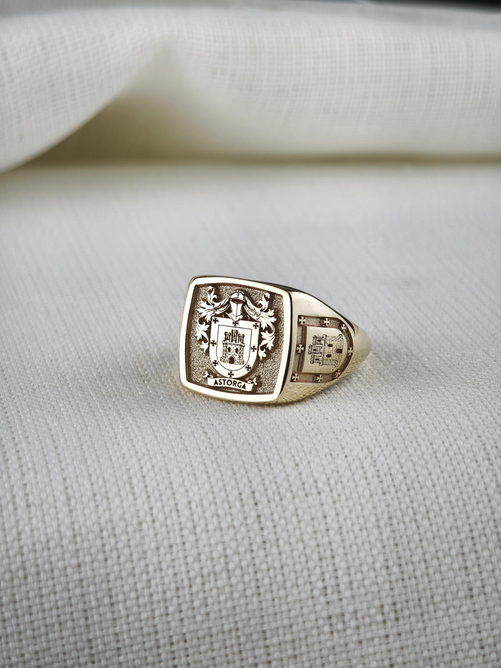 Custom Family Crest Signet Ring, Sterling Silver or Gold, Heraldic Coat of Arms (Personalized)