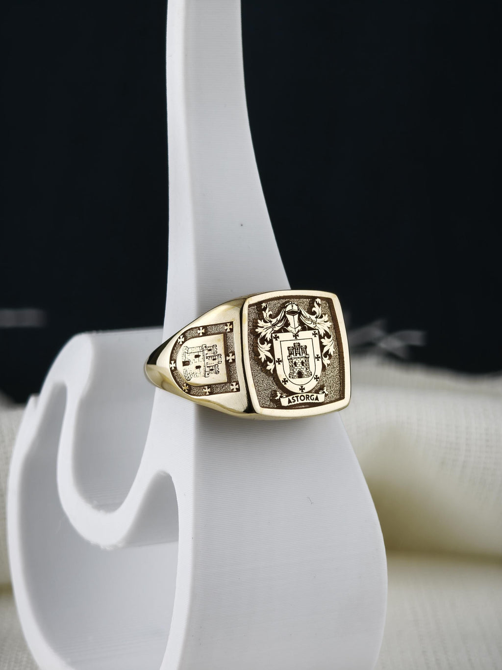 Custom Family Crest Signet Ring, Sterling Silver or Gold, Heraldic Coat of Arms (Personalized)